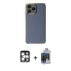 MARSİLYAN™- iPhone 15 Pro Max Kılıf Yankı Serisi - Siyah Vanessa Magic Cam + Gümüş PVD Metal Kamera Lens