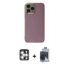 MARSİLYAN™- iPhone 15 Pro Max Kılıf Yankı Serisi - Siyah Vanessa Magic Cam + Gümüş PVD Metal Kamera Lens