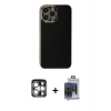 MARSİLYAN™- iPhone 15 Pro Max Kılıf Yankı Serisi - Siyah Vanessa Magic Cam + Gümüş PVD Metal Kamera Lens