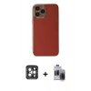 MARSİLYAN™- iPhone 15 Pro Max Kılıf Yankı Serisi - Siyah Vanessa Magic Hayalet Cam + Gri PVD Metal Kamera Lens