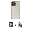 MARSİLYAN™- iPhone 15 Pro Max Kılıf Yankı Serisi - Siyah Vanessa Magic Hayalet Cam + PVD Metal Kamera Lens - LT