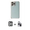 MARSİLYAN™- iPhone 15 Pro Max Kılıf Yankı Serisi - Siyah Vanessa Magic Hayalet Cam + PVD Metal Kamera Lens - LT