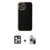 MARSİLYAN™- iPhone 15 Pro Max Kılıf Yankı Serisi - Siyah Vanessa Magic Hayalet Cam + PVD Metal Kamera Lens - LT