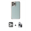 MARSİLYAN™- iPhone 15 Pro Max Kılıf Yankı Serisi - Siyah Vanessa Magic Hayalet Cam + PVD Metal Kamera Lens - GS