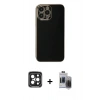 MARSİLYAN™- iPhone 15 Pro Max Kılıf Yankı Serisi - Siyah Vanessa Magic Hayalet Cam + PVD Metal Kamera Lens - SH