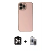 MARSİLYAN™- iPhone 15 Pro Max Kılıf Yankı Serisi - Siyah Vanessa Magic Hayalet Cam + Turuncu PVD Metal Kamera Lens