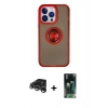 MARSİLYAN™- iPhone 15 Pro Max Kılıf Yörünge Çizgi - Şeffaf 360 Full Body Arka Koruyucu + Raze Metal Kamera Lens - GS