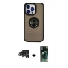 MARSİLYAN™- iPhone 15 Pro Max Kılıf Yörünge Çizgi - Şeffaf 360 Full Body Arka Koruyucu + Raze Metal Kamera Lens - GS