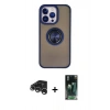 MARSİLYAN™- iPhone 15 Pro Max Kılıf Yörünge Çizgi - Şeffaf 360 Full Body Arka Koruyucu + Raze Metal Kamera Lens - GS