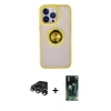 MARSİLYAN™- iPhone 15 Pro Max Kılıf Yörünge Çizgi - Şeffaf 360 Full Body Arka Koruyucu + Raze Metal Kamera Lens - GS