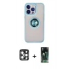 MARSİLYAN™- iPhone 15 Pro Max Kılıf Yörünge Çizgi - Şeffaf 360 Full Body Arka Koruyucu + PVD Metal Kamera Lens - LT