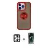 MARSİLYAN™- iPhone 15 Pro Max Kılıf Yörünge Çizgi - Şeffaf 360 Full Body Arka Koruyucu + PVD Metal Kamera Lens - GS