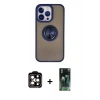 MARSİLYAN™- iPhone 15 Pro Max Kılıf Yörünge Çizgi - Şeffaf 360 Full Body Arka Koruyucu + PVD Metal Kamera Lens - TU