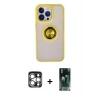 MARSİLYAN™- iPhone 15 Pro Max Kılıf Yörünge Çizgi - Şeffaf 360 Full Body Arka Koruyucu + PVD Metal Kamera Lens - GS