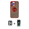 MARSİLYAN™- iPhone 15 Pro Max Kılıf Yörünge Çizgi - Şeffaf 360 Full Body Arka Koruyucu + PVD Metal Kamera Lens - LT