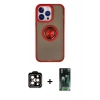 MARSİLYAN™- iPhone 15 Pro Max Kılıf Yörünge Çizgi - Şeffaf 360 Full Body Arka Koruyucu + PVD Metal Kamera Lens - TU