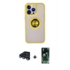 MARSİLYAN™- iPhone 15 Pro Max Kılıf Yörünge Çizgi - Siyah 360 Mat Full Body Arka Koruyucu + Raze Metal Kamera Lens - LT