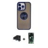 MARSİLYAN™- iPhone 15 Pro Max Kılıf Yörünge Çizgi - Siyah 360 Mat Full Body Arka Koruyucu + Raze Metal Kamera Lens - LT
