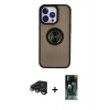 MARSİLYAN™- iPhone 15 Pro Max Kılıf Yörünge Çizgi - Siyah 360 Mat Full Body Arka Koruyucu + Raze Metal Kamera Lens - LT