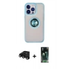 MARSİLYAN™- iPhone 15 Pro Max Kılıf Yörünge Çizgi - Siyah 360 Mat Full Body Arka Koruyucu + Raze Metal Kamera Lens - SH