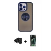 MARSİLYAN™- iPhone 15 Pro Max Kılıf Yörünge Çizgi - Siyah 360 Mat Full Body Arka Koruyucu + Raze Metal Kamera Lens - SH
