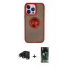 MARSİLYAN™- iPhone 15 Pro Max Kılıf Yörünge Çizgi - Siyah 360 Mat Full Body Arka Koruyucu + Raze Metal Kamera Lens - SH