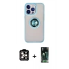 MARSİLYAN™- iPhone 15 Pro Max Kılıf Yörünge Çizgi - Siyah 360 Mat Full Body Arka Koruyucu + PVD Metal Kamera Lens - TU