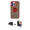 MARSİLYAN™- iPhone 15 Pro Max Kılıf Yörünge Çizgi - Siyah 3D Antistatik Mat Seramik Nano Ekran Koruyucu + Raze Metal Kamera Lens - GS