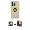 MARSİLYAN™- iPhone 15 Pro Max Kılıf Yörünge Çizgi - Siyah 3D Antistatik Mat Seramik Nano Ekran Koruyucu + PVD Metal Kamera Lens - GI
