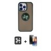MARSİLYAN™- iPhone 15 Pro Max Kılıf Yörünge Çizgi - Siyah 3D Antistatik Mat Seramik Nano Ekran Koruyucu + PVD Metal Kamera Lens - GI