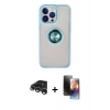 MARSİLYAN™- iPhone 15 Pro Max Kılıf Yörünge Çizgi - Siyah 3D Antistatik Mat Seramik Nano Ekran Koruyucu + Raze Metal Kamera Lens - GS