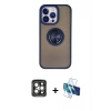 MARSİLYAN™- iPhone 15 Pro Max Kılıf Yörünge Çizgi - Siyah 3D Antistatik Seramik Nano Ekran Koruyucu + PVD Metal Kamera Lens - GI