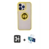 MARSİLYAN™- iPhone 15 Pro Max Kılıf Yörünge Çizgi - Siyah 3D Antistatik Seramik Nano Ekran Koruyucu + PVD Metal Kamera Lens - GI
