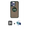 MARSİLYAN™- iPhone 15 Pro Max Kılıf Yörünge Çizgi - Siyah 3D Antistatik Seramik Nano Ekran Koruyucu + PVD Metal Kamera Lens - GI