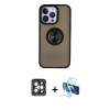 MARSİLYAN™- iPhone 15 Pro Max Kılıf Yörünge Çizgi - Siyah 3D Antistatik Seramik Nano Ekran Koruyucu + PVD Metal Kamera Lens - GI