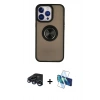 MARSİLYAN™- iPhone 15 Pro Max Kılıf Yörünge Çizgi - Siyah 3D Antistatik Seramik Nano Ekran Koruyucu + Raze Metal Kamera Lens - LT