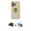 MARSİLYAN™- iPhone 15 Pro Max Kılıf Yörünge Çizgi - Siyah 3D Antistatik Seramik Nano Ekran Koruyucu + Raze Metal Kamera Lens - LT