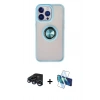 MARSİLYAN™- iPhone 15 Pro Max Kılıf Yörünge Çizgi - Siyah 3D Antistatik Seramik Nano Ekran Koruyucu + Raze Metal Kamera Lens - LT