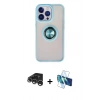MARSİLYAN™- iPhone 15 Pro Max Kılıf Yörünge Çizgi - Siyah 3D Antistatik Seramik Nano Ekran Koruyucu + Raze Metal Kamera Lens - GS