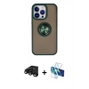 MARSİLYAN™- iPhone 15 Pro Max Kılıf Yörünge Çizgi - Siyah 3D Antistatik Seramik Nano Ekran Koruyucu + Raze Metal Kamera Lens - SH