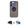 MARSİLYAN™- iPhone 15 Pro Max Kılıf Yörünge Çizgi - Siyah 3D Antistatik Seramik Nano Ekran Koruyucu + Raze Metal Kamera Lens - TMGI