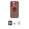 MARSİLYAN™- iPhone 15 Pro Max Kılıf Yörünge Çizgi - Siyah Bilvis 0.18mm Plus Cam Ekran Koruyucu + PVD Metal Kamera Lens - GI