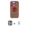 MARSİLYAN™- iPhone 15 Pro Max Kılıf Yörünge Çizgi - Siyah Bilvis 0.18mm Plus Cam Ekran Koruyucu + Lacivert PVD Metal Kamera Lens