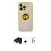 MARSİLYAN™- iPhone 15 Pro Max Kılıf Yörünge Çizgi - Siyah Bilvis 0.18mm Plus Cam Ekran Koruyucu + Raze Metal Kamera Lens - LT