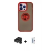 MARSİLYAN™- iPhone 15 Pro Max Kılıf Yörünge Çizgi - Siyah Bilvis 0.18mm Plus Cam Ekran Koruyucu + Raze Metal Kamera Lens - GS