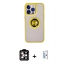 MARSİLYAN™- iPhone 15 Pro Max Kılıf Yörünge Çizgi - Siyah Bilvis 0.18mm Plus Cam Ekran Koruyucu + PVD Metal Kamera Lens - TU