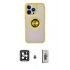 MARSİLYAN™- iPhone 15 Pro Max Kılıf Yörünge Çizgi - Siyah Bilvis 3D Cam Ekran Koruyucu + PVD Metal Kamera Lens - SH