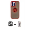 MARSİLYAN™- iPhone 15 Pro Max Kılıf Yörünge Çizgi - Siyah Bilvis 3D Cam Ekran Koruyucu + PVD Metal Kamera Lens - SH