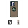 MARSİLYAN™- iPhone 15 Pro Max Kılıf Yörünge Çizgi - Siyah Bilvis 3D Cam Ekran Koruyucu + PVD Metal Kamera Lens - SH