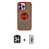 MARSİLYAN™- iPhone 15 Pro Max Kılıf Yörünge Çizgi - Siyah Bilvis 3D Cam Ekran Koruyucu + PVD Metal Kamera Lens - TU